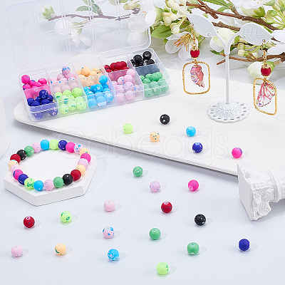 160Pcs 10 Colors Forsted Glass Beads Strands GLAA-SP0001-80-1