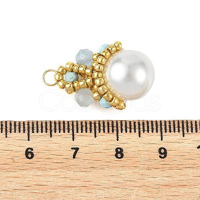 Baking Paint Pearlized Glass Pearl Round Pendants PALLOY-MZ01401-1