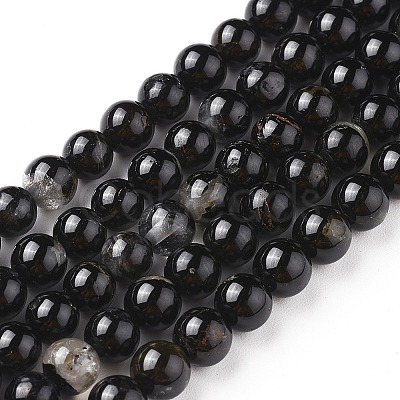 Natural Black Tourmaline Beads Strands G-F666-05-6mm-1