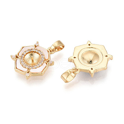 Brass Micro Pave Cubic Zirconia Cup Pearl Peg Bails Pin Pendants KK-T079-06G-1