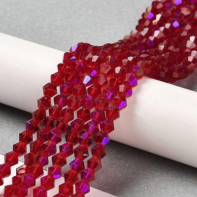 Transparent Electroplate Glass Beads Strands GLAA-F029-4mm-D27-1