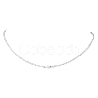 2MM Faceted Round Natural Blue Lace Agate Beaded Necklaces NJEW-JN05918-03-1