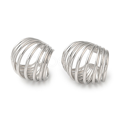 Rack Plating Brass Multi Lines Cuff Earrings EJEW-Z019-28P-1