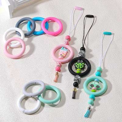 9Pcs Ring Food Grade Eco-Friendly Silicone Focal Beads JX895B-1