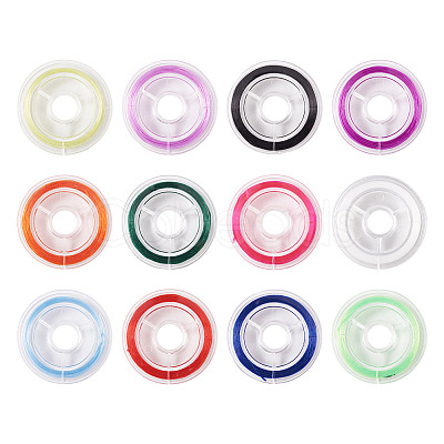 12 Rolls 12 Colors Strong Stretchy Beading Elastic Thread EW-TA0001-05-1