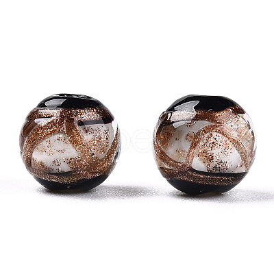 Handmade Gold Sand Lampwork Beads LAMP-T019-12mm-01-1