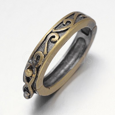 Carved Oval Rack Plating Brass Twister Clasps KK-L115-04AB-NF-1