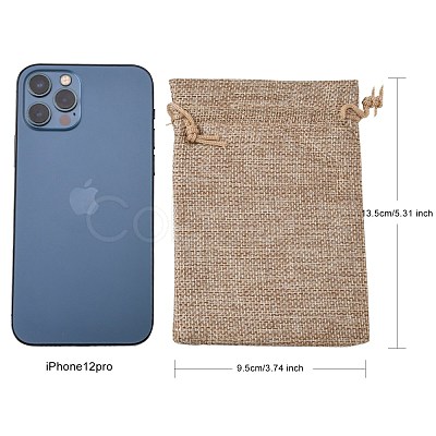 Polyester Imitation Burlap Packing Pouches Drawstring Bags X-ABAG-R004-14x10cm-05-1