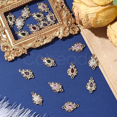 3Pcs Brass Micro Pave Cubic Zirconia Links Connectors KK-YW0003-49LG-01-1