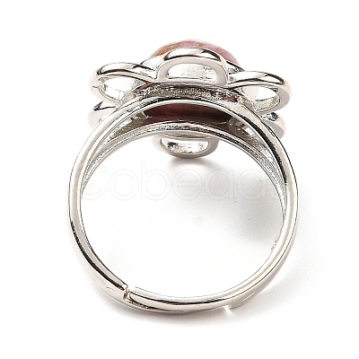Natural Rhodochrosite Adjustable Rings RJEW-P043-01P-24-1