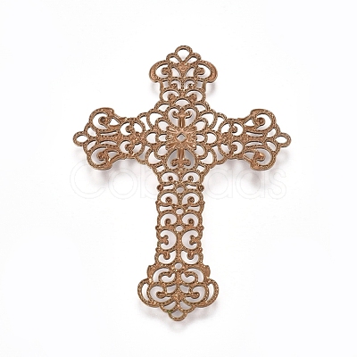 Brass Filigree Joiners Links KK-G368-02AB-1