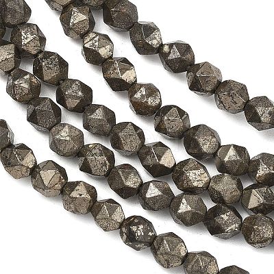 Natural Gold Pyrite/Golden Pyrite Beads Strands G-G458-I01-6mm-1