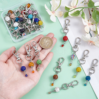 28Pcs 14 Colors Rhinestone Pave Disco Ball and Bicone Glass Dress Zipper Helper HJEW-PH01984-1
