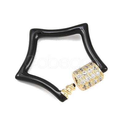 Star Brass Micro Pave Clear Cubic Zirconia Screw Carabiner Clasps KK-B167-01C-04G-1