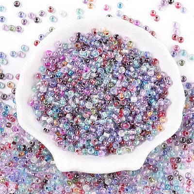 6/0 Transparent Inside Colours Glass Seed Round Beads SEED-N006-004-1