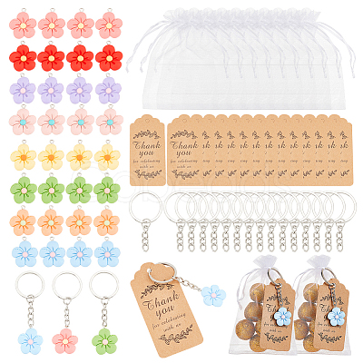 AHADERMAKER DIY Flower Keychain Making Kit DIY-GA0003-82-1