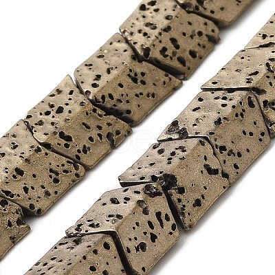 Electroplated Natural Lava Rock Beads Strands G-Q1009-C01-01-1