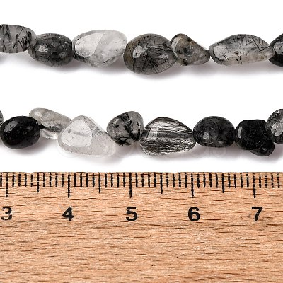 Natural Black Rutilated Quartz Beads Strands G-R445-6x8-18-1