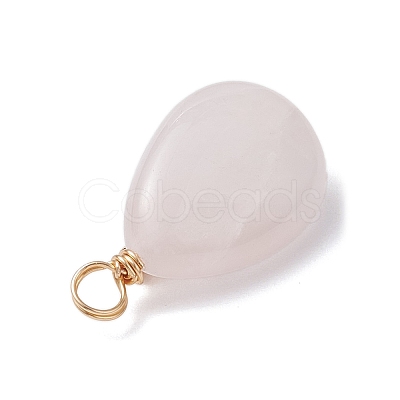 Copper Wire Wrapped Natural Rose Quartz & Natural Cultured Freshwater Pearl Beads Pendants PALLOY-JF03645-01-1