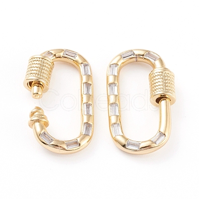 Brass Micro Pave Cubic Zirconia Screw Carabiner Lock Charms ZIRC-L093-58A-G-1