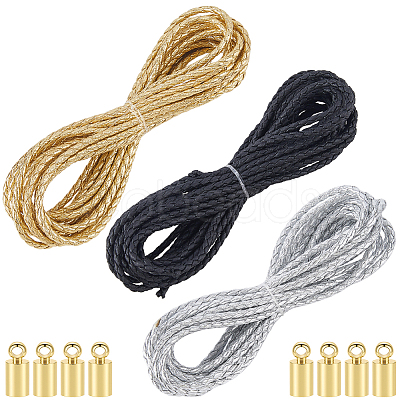 15M 3 Colors Braided Round Soft PU Imitation Leather Cords OCOR-CL0001-11B-1