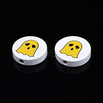 Halloween Printed Natural Wood Beads WOOD-T021-95-1