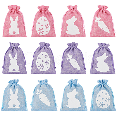 24Pcs 12 Styles Easter Cloth Storage Pouches ABAG-BC0001-62-1