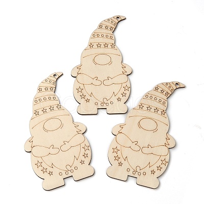 Christmas Theme Undyed Natural Wood Big Pendants LS-X-WOOD-B001-10C-1
