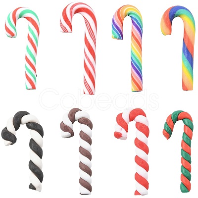 64Pcs 8 Styles Christmas Candy Cane Handmade Polymer Clay Beads CLAY-FS0001-49-1