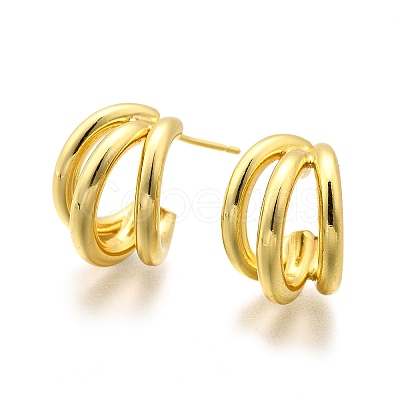 Brass Half Hoop Earrings LS-EJEW-A056-09G-1