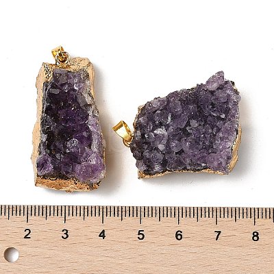 Raw Rough Natural Amethyst Pendants G-H084-10G-1