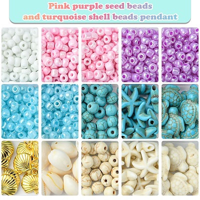 DIY Synthetic Turquoise & Seed Beads Bracelets Making Kits DIY-FS0007-01-1