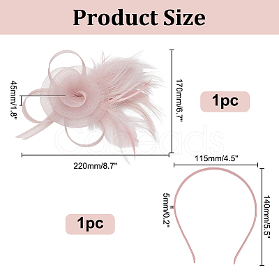 Polyester & Fether Hair Accessories AJEW-WH0031-31B-1
