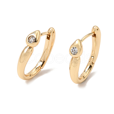 Brass Pave Clear Cubic Zirconia Hoop Earrings KK-CBACA55-02G-1