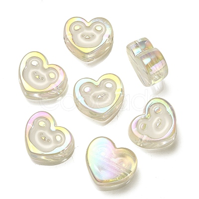UV Plating Rainbow Iridescent Acrylic Enamel Beads OACR-G012-12B-1