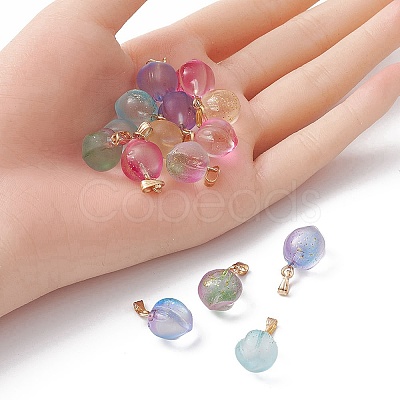 20Pcs 5 Colors Two Tone Transparent Spray Painted Glass Pendants GLAA-YW0001-95-1