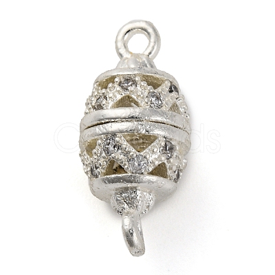 Brass Micro Pave Clear Cubic Zirconia Hollow Oval Connector Charms KK-A230-05B-S-1