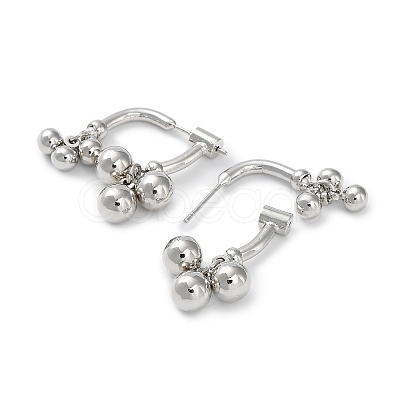 Brass Round Ball Dangle Stud Earrings EJEW-K255-01P-1