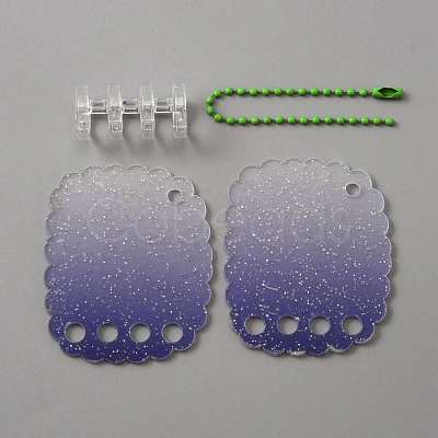 Gradient Glitter Plastic Loose Leaf DIY Disc Keychain ZXFQ-WH0001-06B-1