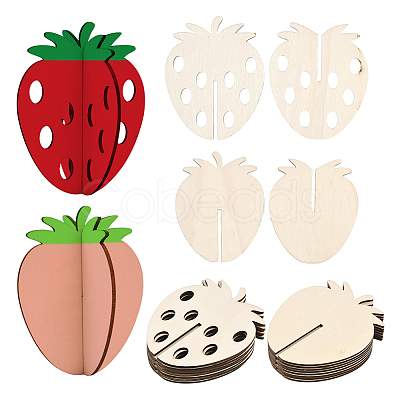 24Pcs 2 Styles Unfinished Wood Strawbeery Ornaments WOOD-SC0002-26-1