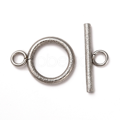 Tarnish Resistant 304 Stainless Steel Textured Toggle Clasps STAS-A048-01P-1