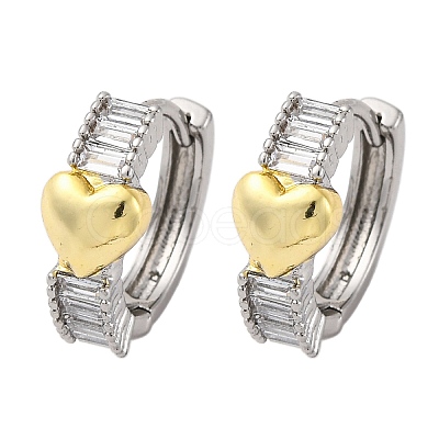 Brass Micro Pave Clear Cubic Zirconia Hoop Earrings EJEW-H158-20A-GP-1