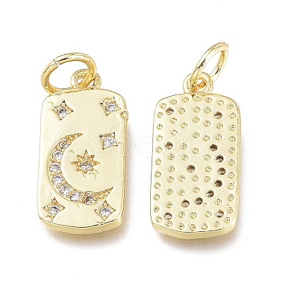 Brass Micro Pave Clear Cubic Zirconia Charms X-ZIRC-L076-054G-1