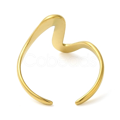 Wave 304 Stainless Steel Open Cuff Rings for Women RJEW-Z043-01F-1