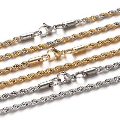 304 Stainless Steel Rope Chain Necklaces NJEW-M124-09-1