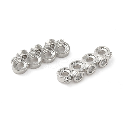 Rack Plating Brass Pave Clear Cubic Zirconia Spacer Bars KK-B088-11C-P-1