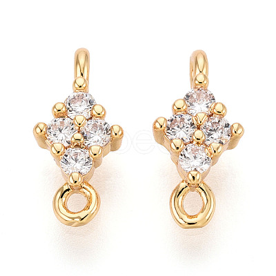 Brass Pave Clear Cubic Zirconia Connector Charms KK-T078-03G-01-1