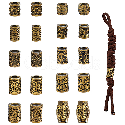 20Pcs 10 Styles Viking Symbol Brass European Beads KK-HS0002-28AB-1