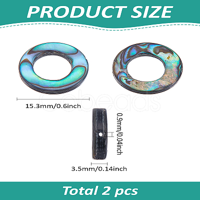 2Pcs Natural Abalone Shell/Paua Shell Beads SSHEL-LP0001-03-1