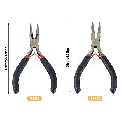 2Pcs 2 Styles Carbon Steel Chain Nose Pliers for Jewelry Making Supplies TOOL-TADJ0001-07-1